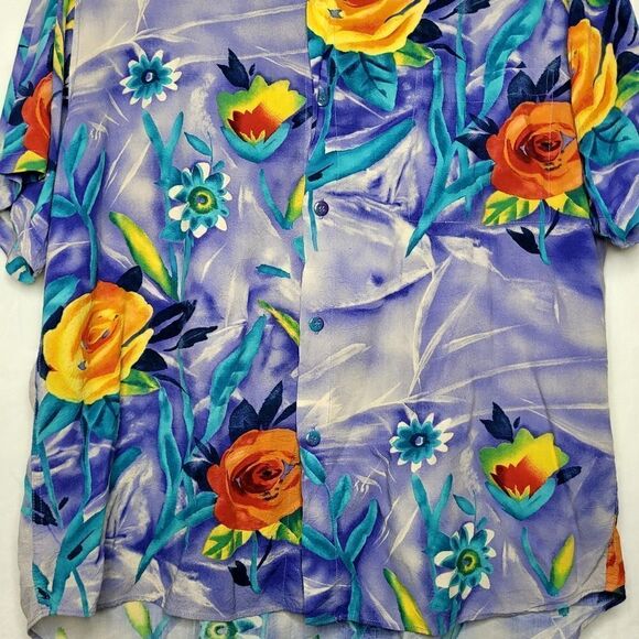 Vintage Jams World Floral Button Down Shirt Size XL - Picture 3 of 8
